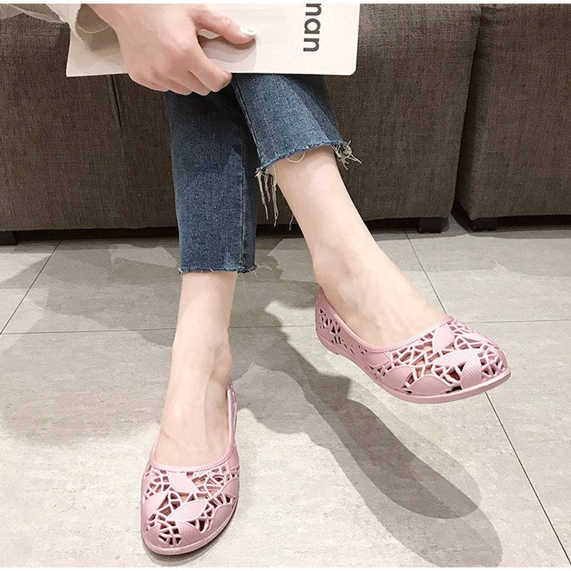 flowersverse Women Hollow Summer Sandals Ladies Cool Breathable Flats Shoes Female Slip On Elegants Light Comfortable Shoes Shoe