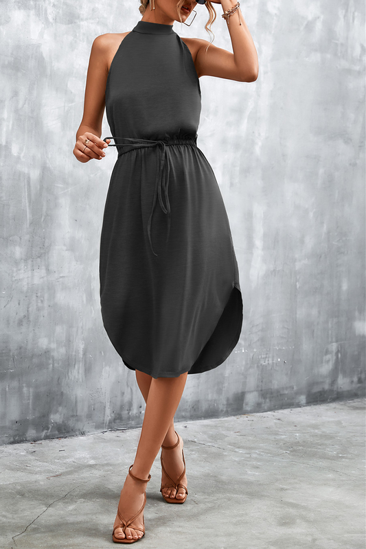 flowersverse Casual Solid Halter Waist Skirt Dresses(3 Colors)