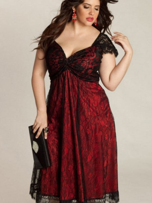 flowersverse Large Lace V-Neck Gothic Dress