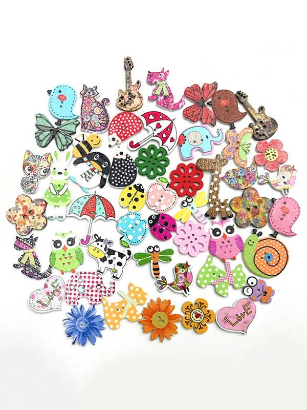 flowersverse Colorful Cartoon Animal Pattern Buttons