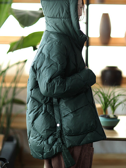 flowersverse Original Solid Hooded Cotton-Padded Coat