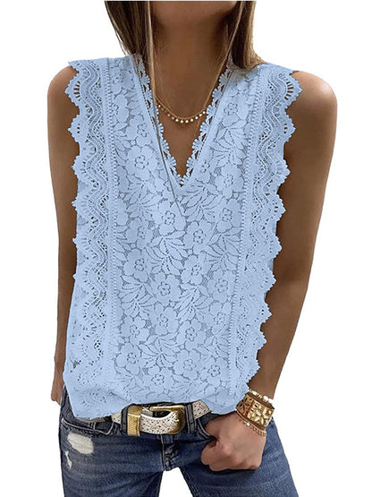 flowersverse Original Lace Solid Color Loose Vest Top