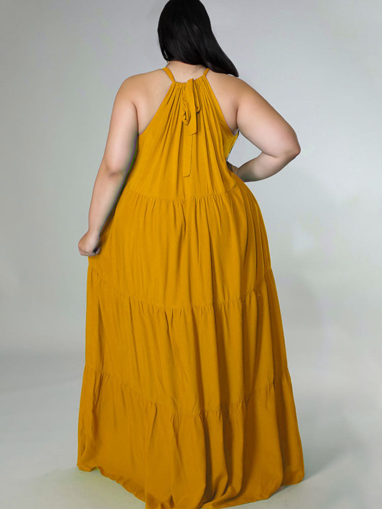 flowersverse Plus Size Sleeveless Ruched Maxi Dresses