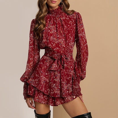 flowersverse Christmas Print Slim Sexy Dress