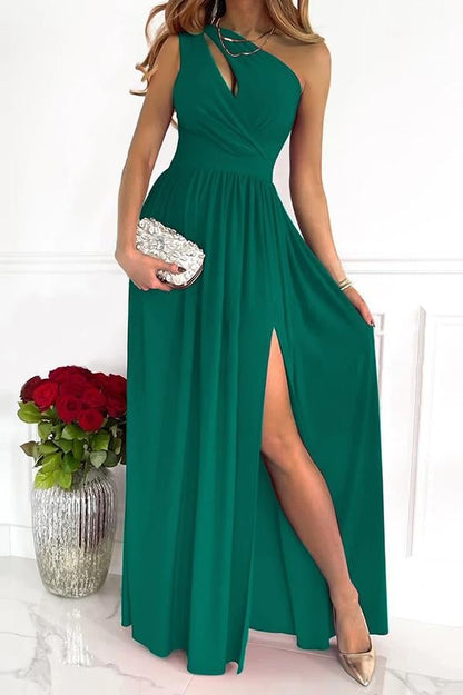 flowersverse Novella Solid One Shoulder Party/Elegant Maxi Dress