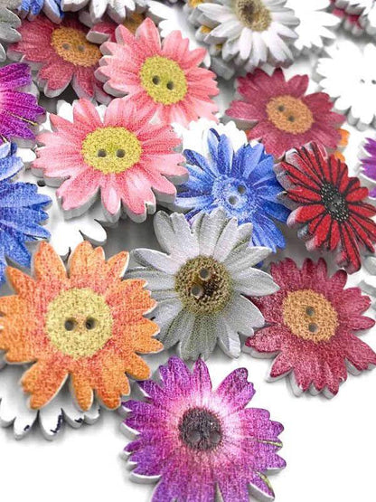 flowersverse Colorful Daisy Pattern Buttons