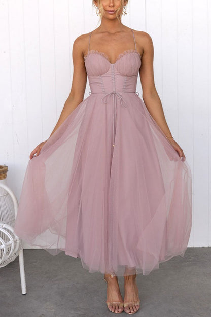 flowersverse Modern-day Princess Chiffon Suspenders Party Maxi Dress