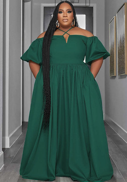 flowersverse Plus Size Plain Dress