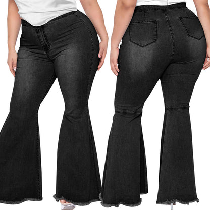 flowersverse Fashion Slim Fit Wide Leg Sexy Plus Size Flared Jeans