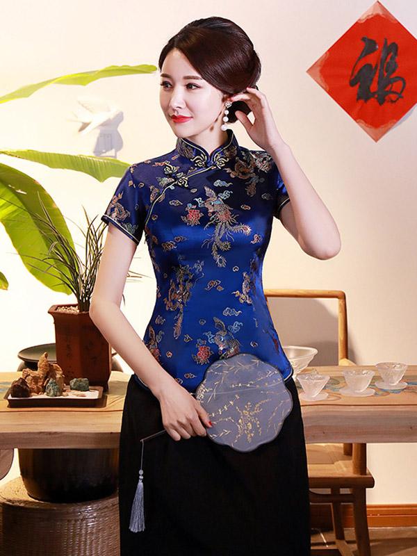 flowersverse Vintage Plum Blossom Cheongsams Tops