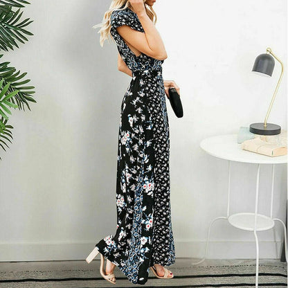 flowersverse Women Boho Floral Long Maxi Loose Dress Evening Party Beach Sundress