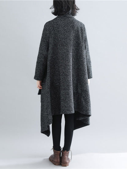 flowersverse Thicken Gray Long Sleeve Coat Outerwear