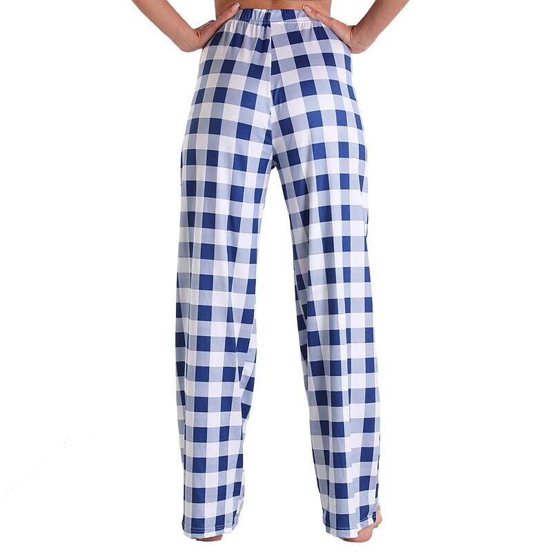 flowersverse Women's Christmas Pjs Women's Plus Size Pajamas Bottom 1 PCS Grid / Plaid Fashion Comfort Sport Home Party Club Bamboo Gift Long Pant Basic Print Pocket Spring Summer Light Pink White