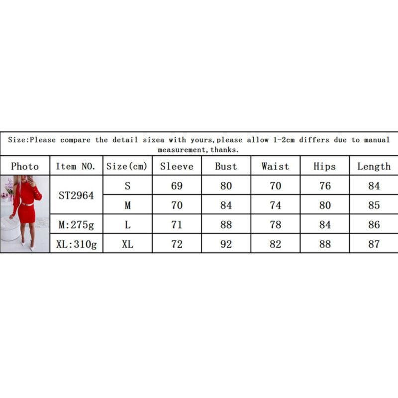 flowersverse Women Long Sleeve Bodycon Dress High Neck OL Slim Short Dress