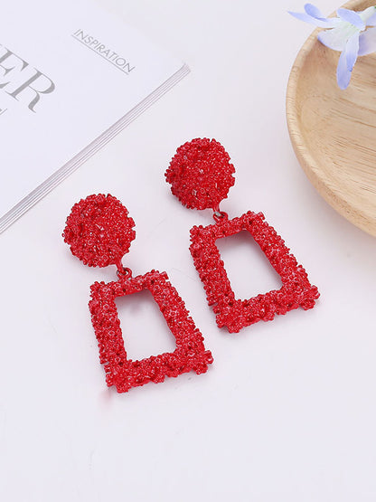 flowersverse Geometric Hollow Solid Color Drop Earrings