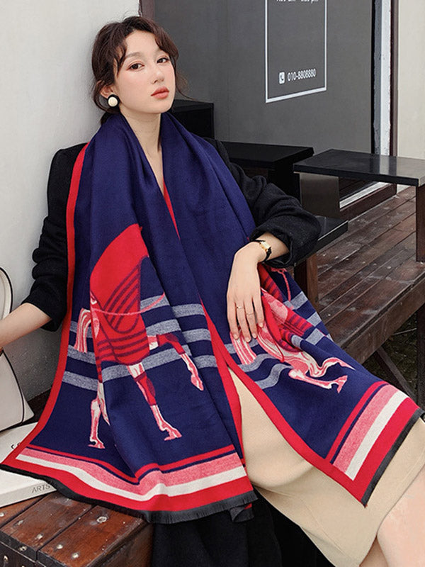 flowersverse Personality Warm Cartoon Print Shawl&Scarf