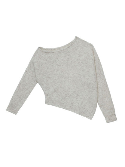 flowersverse Casual Loose Long Sleeves Solid Color Off-The-Shoulder Sweater Tops