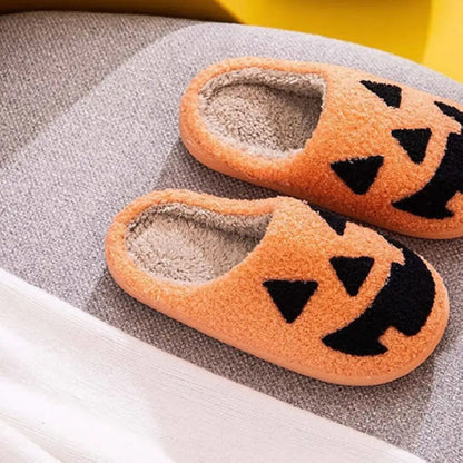 flowersverse Halloween Pumpkin Grimace Cotton Slippers