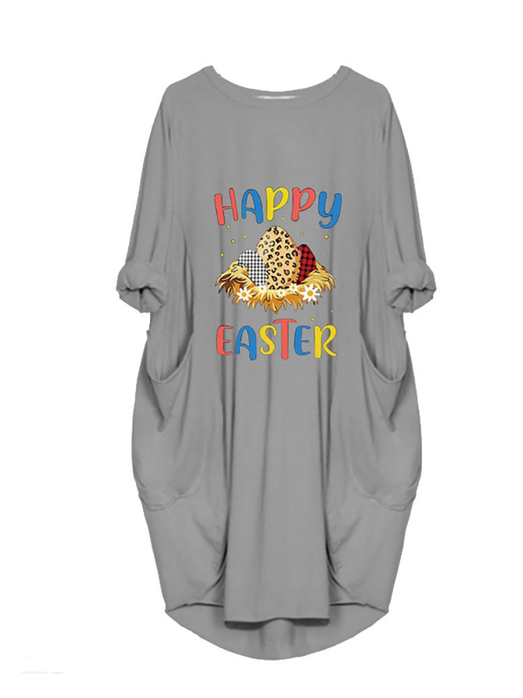 flowersverse Plus Size Easter Long Sleeves Rabbit Midi Dresses