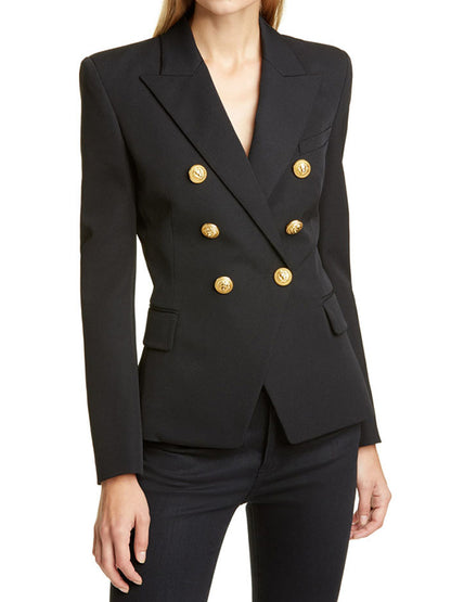 flowersverse Buttoned Long Sleeves Notched Collar Outerwear Blazer