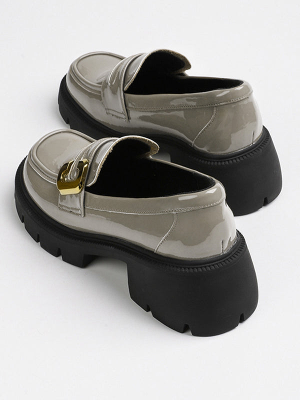 flowersverse Round-Toe Split-Joint Loafers