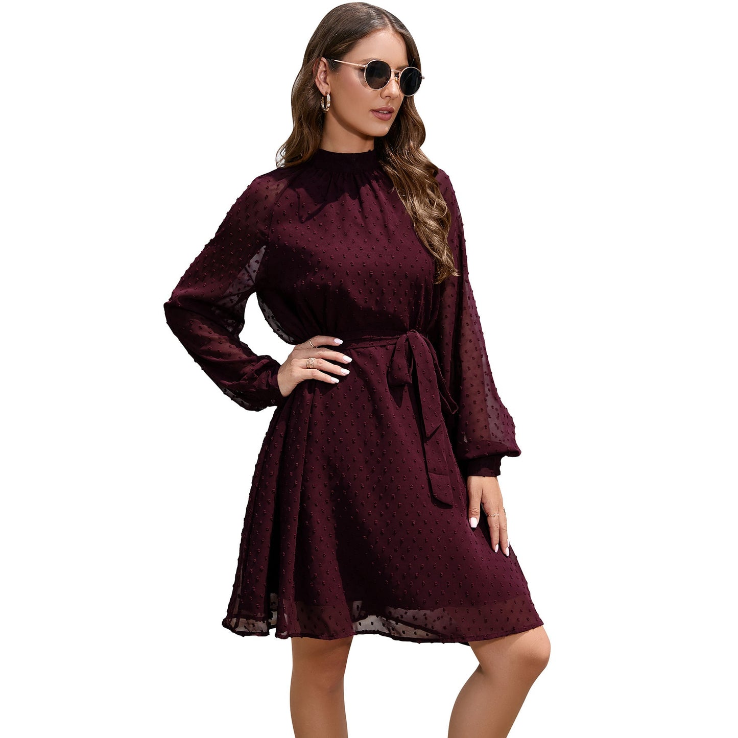 flowersverse Guest Formal Long Sleeve Elegant Swiss Dresses