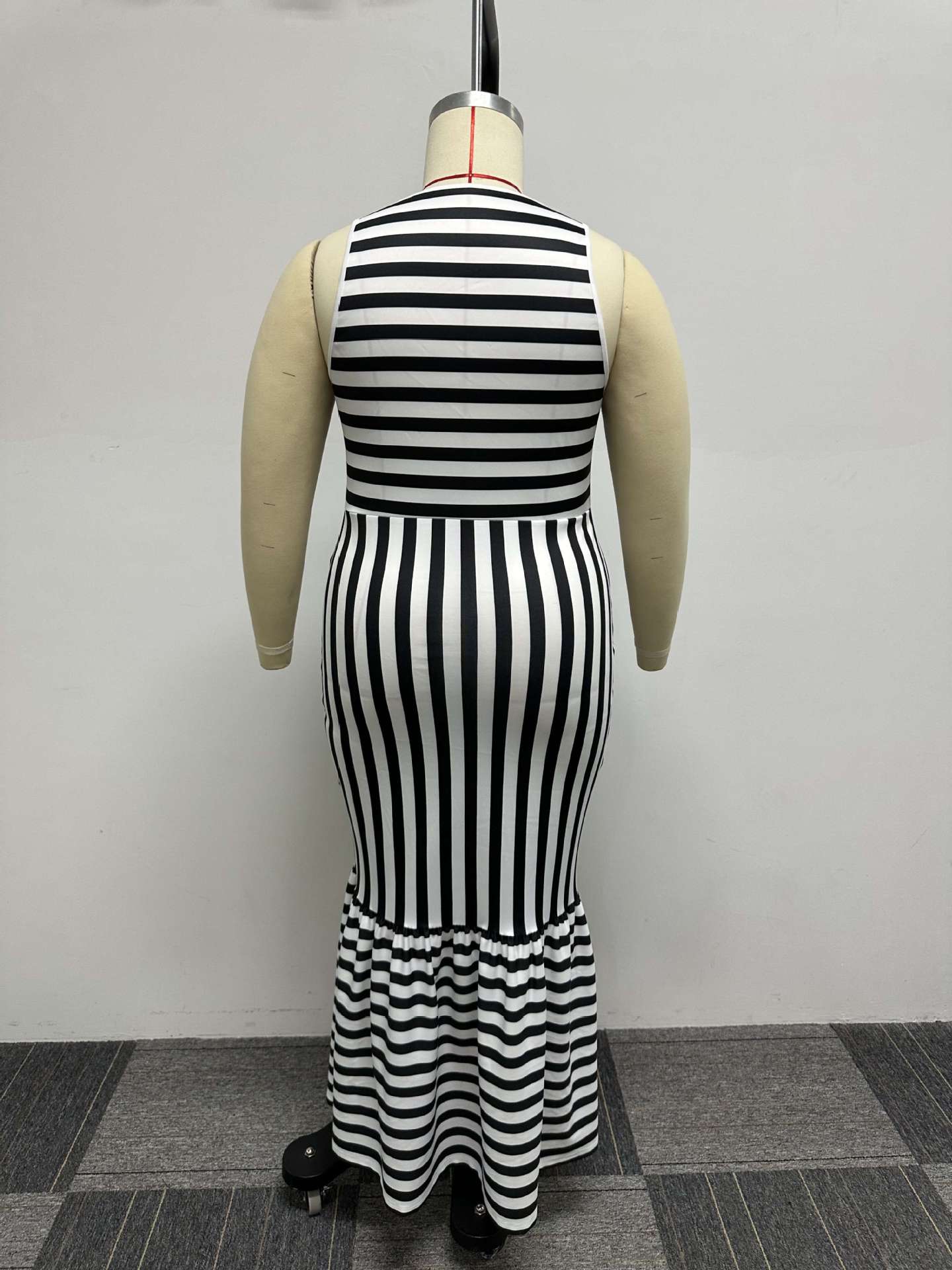 flowersverse Sexy Slim Stripe Patchwork Plus Size Tank Dress Maternity Dress