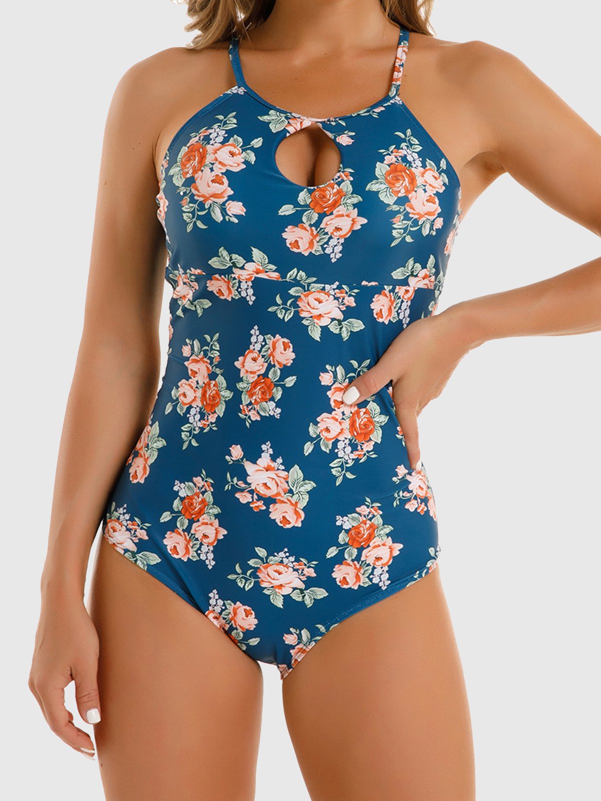 flowersverse Ladies Sexy Cutout Floral One Piece Swimsuit