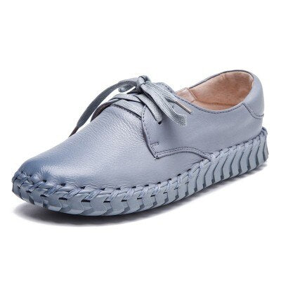 flowersverse Women Genuine Leather Shoes Moccasins Mother Loafers Soft Leisure Flats Female Driving Casual Flat Shoes Size 35-40