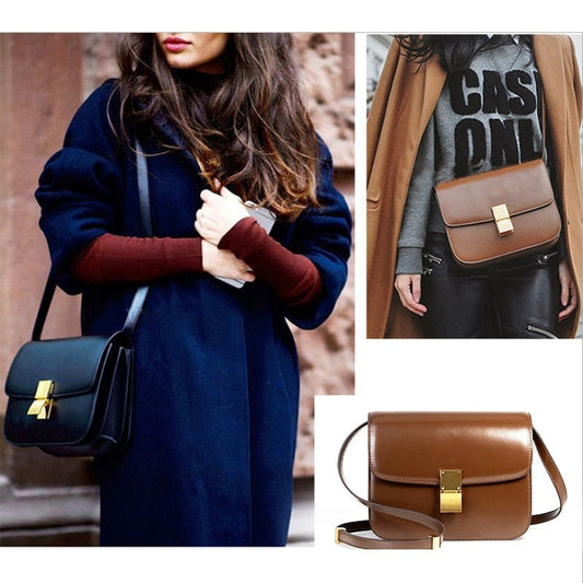 flowersverse Back to school Classic Box Genuine Leather Shoulder Crossbody Bags For Women Trend Fashion Luxury Designer Small Ladies Handbags