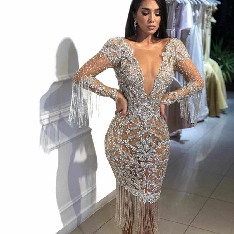flowersverse Luxury Evening Dresses Long Woman Gown   Sequins Robe De Soir Parties Plus Size Bride Dress Prom Party Gowns