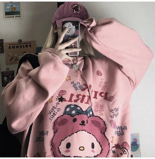 flowersverse Black Friday Sales Kawaii Anime Winter Women Hoodie Cute Cartoon Long Sleeve Casual Hoodie Oversized Sweatshirt Harajuku Tops Fashion Pullover