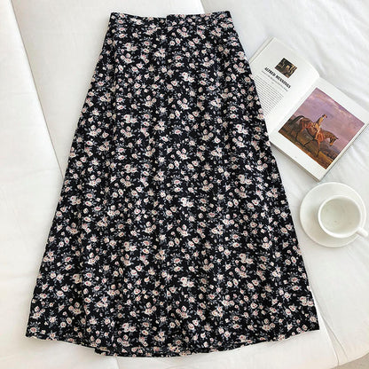 flowersverse Back to school outfit Woman Skirt  Summer New Korean Ins Fashion Temperament Gentle Vintage Floral Slim Versatile High Waist Female Skirt