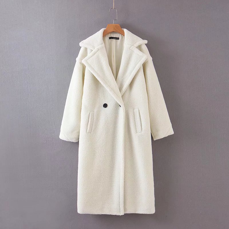 flowersverse Autumn Winter Women's Loose Jackets Lamb Wool Oversize Coats Round Neck Outwear Female Coats Long Sleeve Cotton Clothing