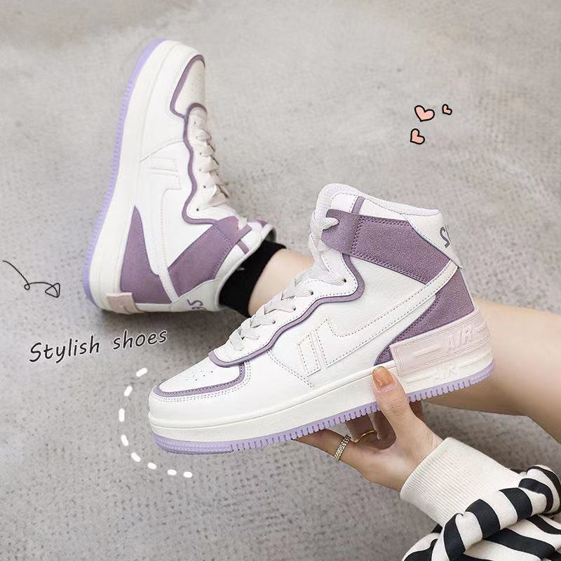 flowersverse High-top shoes women's sports shoes spring and autumn new Joker breathable lightweight student casual running shoes