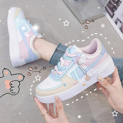 flowersverse New Fashion Summer Increased Outdoor Small White Women Flats Shoes Macarons Color Comfortable Breathable Sneakers