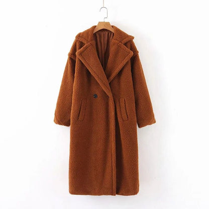 flowersverse Autumn Winter Women Fashion Chic Purple Teddy Coat Female Buttons Pockets Lapel Collar Warm Outerwear Girls Casual Streetwear