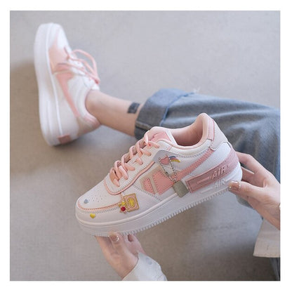 flowersverse New Fashion Summer Increased Outdoor Small White Women Flats Shoes Macarons Color Comfortable Breathable Sneakers