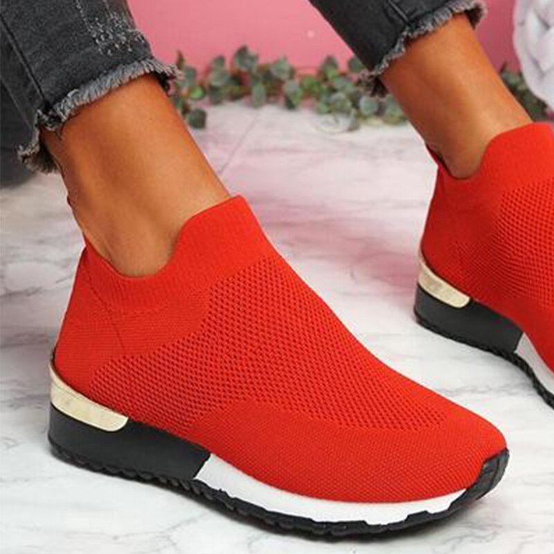 Christmas Gift Women Vulcanized Shoes Lace Up Casual Sneakers Flats Ladies Platform Mesh Breathable Walking Plus Size Female Shoe  New