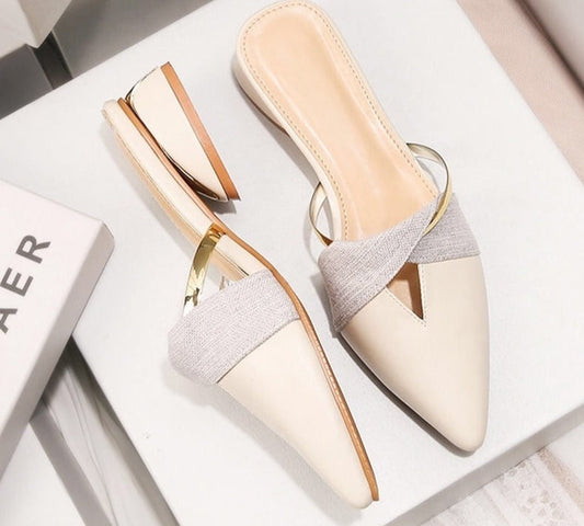 flowersverse New Summer Flats Lady Sandals Slippers Soild Color Slip on Pointed Toe Women Mules Outdoor Slipper Shoes Woman Slides A194