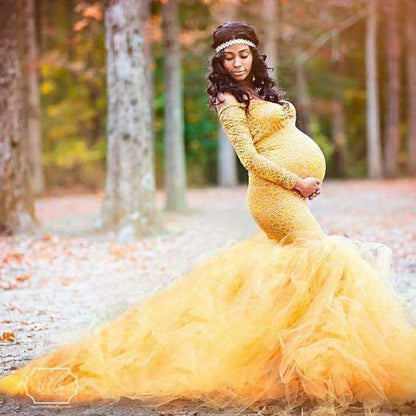 Lace Maxi Dress Long Sleeve Maternity GownPregnant Women Clothes Photography Pregnancy Dress Maternity Dresses for Photo Shoot