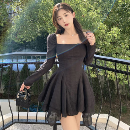 flowersverse Autumn Winter Elegant Kawaii Dress Women Solid Bodycon Sexy Party Mini Dress Female Korean Fashion Designer Chic Dress  New