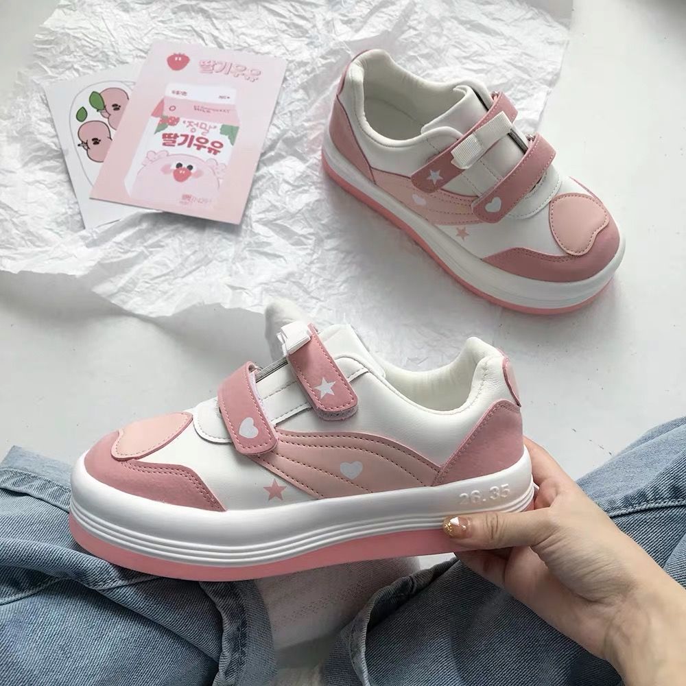 flowersverse Sport Sneakers Woman Pink Lolita Harajuku Kawaii Shoes Japan Platform Flat Vulcanize Spring Anime Running Rubber Sole Casual