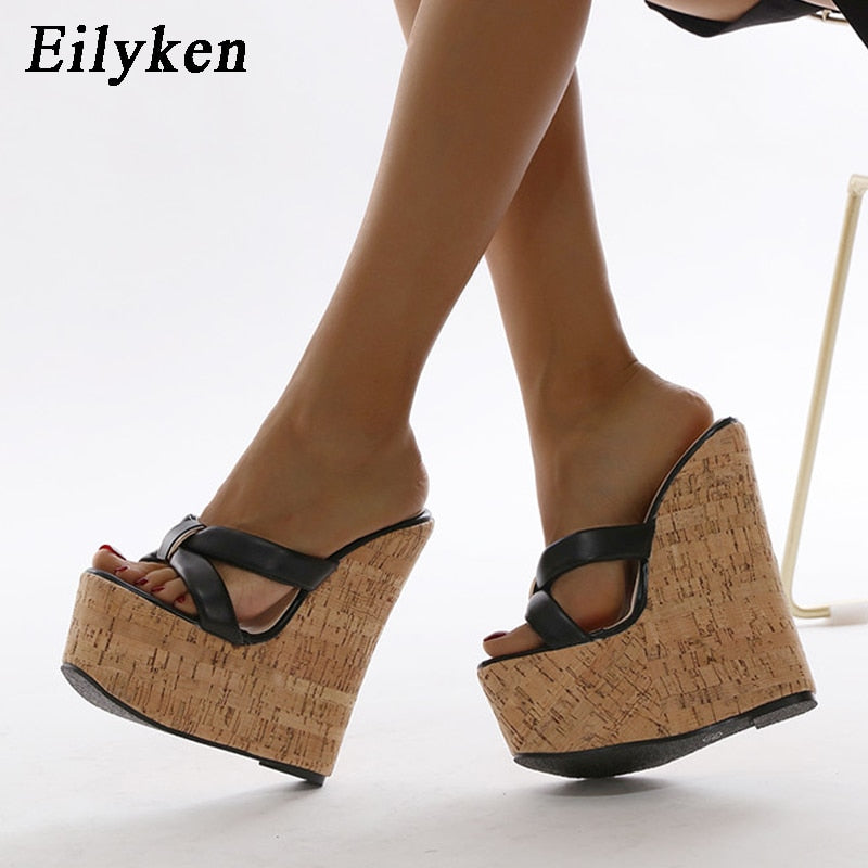 flowersverse Summer Outdoor Fashion Brand Peep Toe Platform Slippers High Quality Sandals Women Wedges Heels Ladies Leisure Shoes