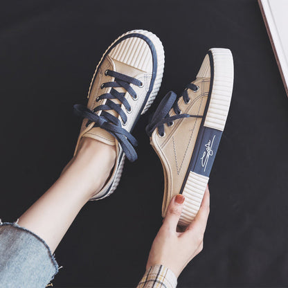 flowersverse  Low-cut Canvas Shoes for Women  Autumn New Fashion Vulcanized Shoes female Flats Casual Sneakers Lace-Up Little White Shoes