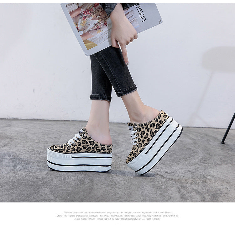 flowersverse  Casual Shoes Slippers Women Canvas Shoes Fashion Breathable Platform Wedge Heel Women Slipper Sneakers Mules Sandals Slide