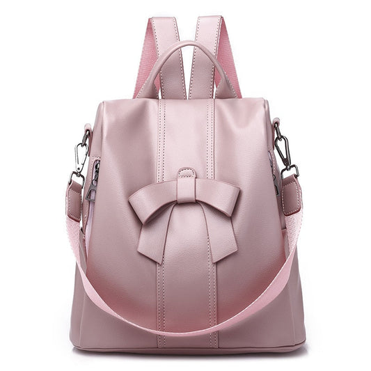 flowersverse Back to school  Cute Pink Bow Women Backpack Pu Leather Antitheft Backpack For Teenage Girls Rucksack Female Shoulder School Bags Travel Mochila