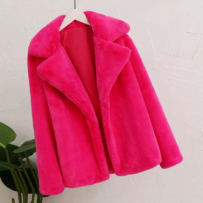 flowersverse Best Look In  Winter Women Faux Fur Coat Ins Popular Fake Fur Jacket Women Thick Warm Soft Rex Rabbit Fur Overcoat Outerwear