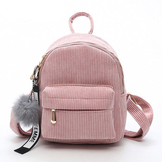 flowersverse Back to school  Cute Velvet Backpack For Teenagers Children Mini Back Pack Kawaii Girls Kids Small Backpacks Female Packbags Fur Ball School Bag