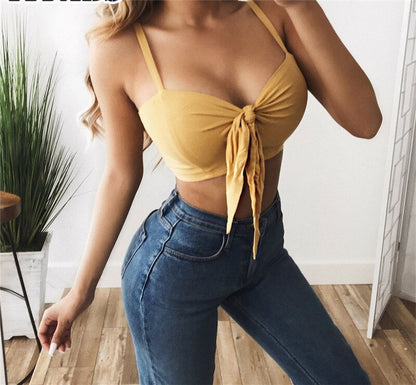 New Hot Women's Strappy Skinny Bodycon Bandage Lace Up   Clubwear Tank Crop Tops Sleeveless Summer Cami Bustier Vest